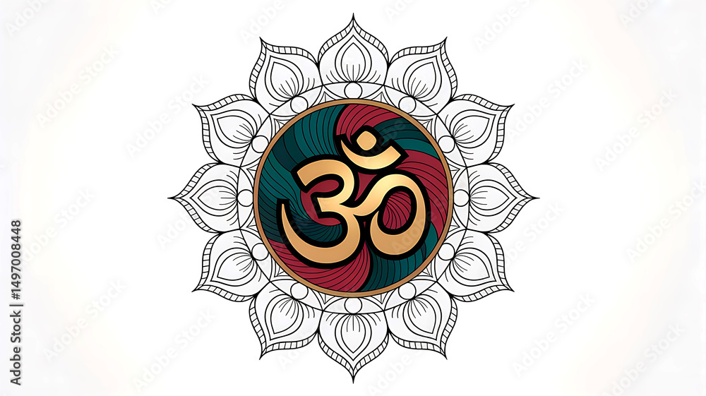Fototapeta premium Om symbol mandala spiritual meditation design