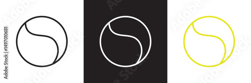 Tennis ball icon  Tennis ball sport collection.  Vector for websites, mobile interfaces, logp, presentations, banner, visual branding etc. Vector illustration. isolated on white and black background. 