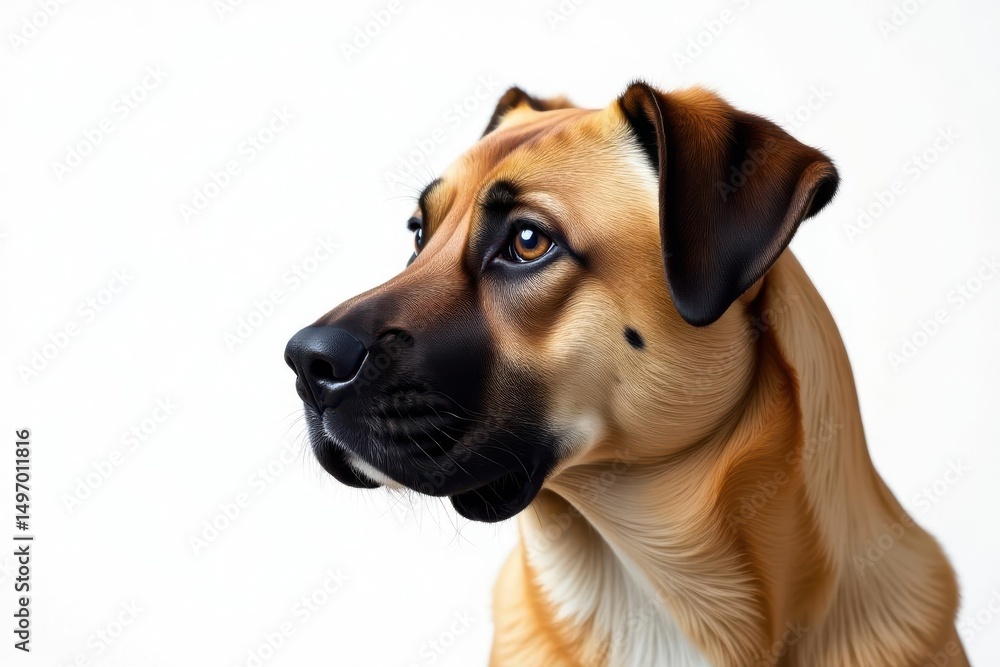 Obraz premium Noble Mastiff, serene expression, pure white backdrop, pet photography, dog breeds