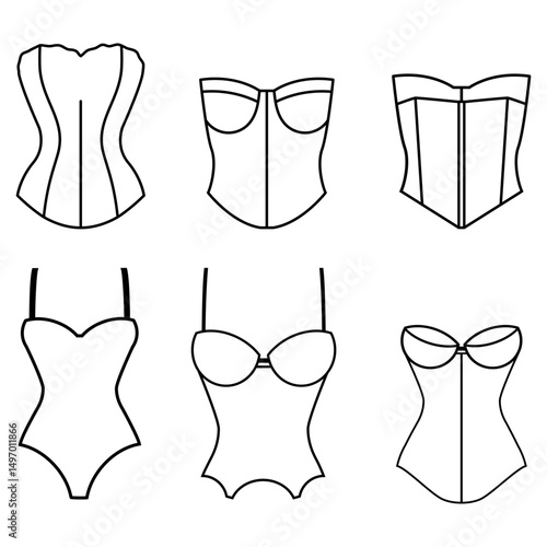 Corset icon vector set. pair of stays illustration sign collection. foundation garment symbol or logo.