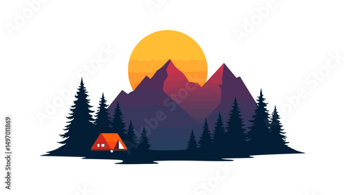 "Golden Hour Escape: Camping in the Wild"
"Sunset Over the Peaks: A Tent Among Pines"
"Wilderness Retreat: Mountain Camping Adventure