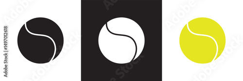 Tennis ball icon  Tennis ball sport collection.  Vector for websites, mobile interfaces, logp, presentations, banner, visual branding etc. Vector illustration. isolated on white and black background. 