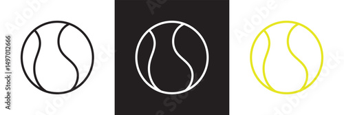 Tennis ball icon  Tennis ball sport collection.  Vector for websites, mobile interfaces, logp, presentations, banner, visual branding etc. Vector illustration. isolated on white and black background. 
