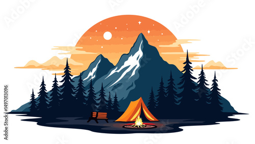"Golden Hour Escape: Camping in the Wild"
"Sunset Over the Peaks: A Tent Among Pines"
"Wilderness Retreat: Mountain Camping Adventure