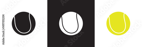 Tennis ball icon  Tennis ball sport collection.  Vector for websites, mobile interfaces, logp, presentations, banner, visual branding etc. Vector illustration. isolated on white and black background. 