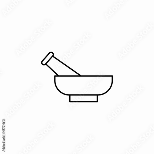 mortar pestle herbs icon sign vector