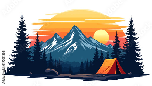 "Golden Hour Escape: Camping in the Wild"
"Sunset Over the Peaks: A Tent Among Pines"
"Wilderness Retreat: Mountain Camping Adventure