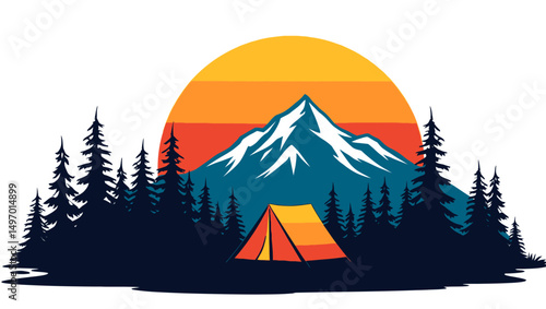 "Golden Hour Escape: Camping in the Wild"
"Sunset Over the Peaks: A Tent Among Pines"
"Wilderness Retreat: Mountain Camping Adventure
