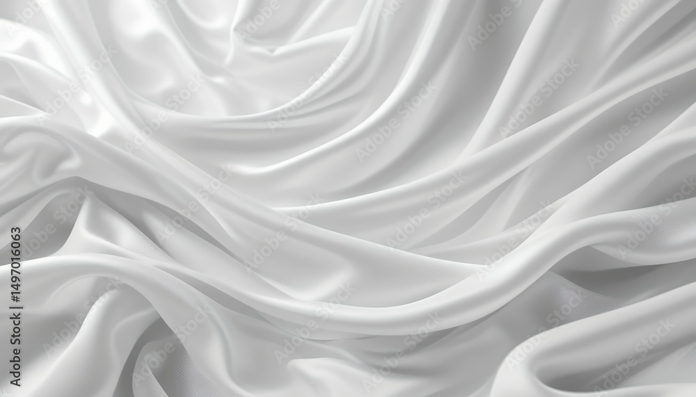 Obraz premium Soft smooth white silk fabric cloth folds creating gentle flowing texture background