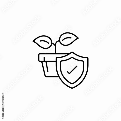 plant shield growth icon sign vector