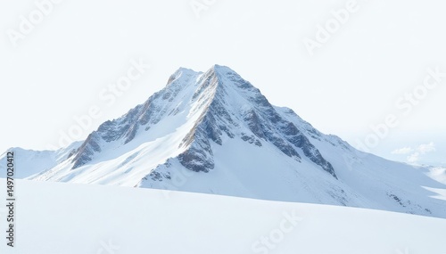 Wallpaper Mural Snow-covered mountain peak, brilliant white expanse against clear white sky, snow, cold, arctic Torontodigital.ca