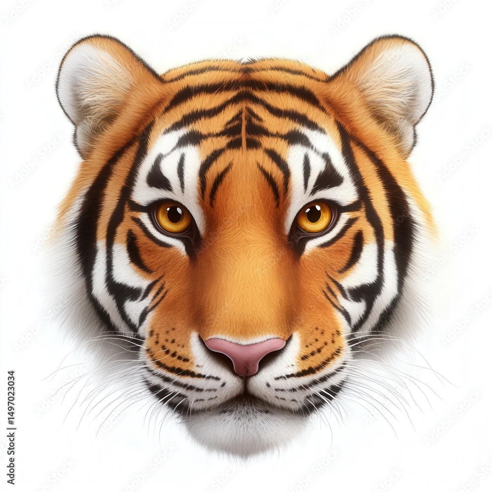 Obraz premium Close up illustration of a tiger isolated on a white background