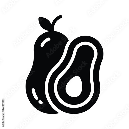 A glyph style icon of fresh avocado
