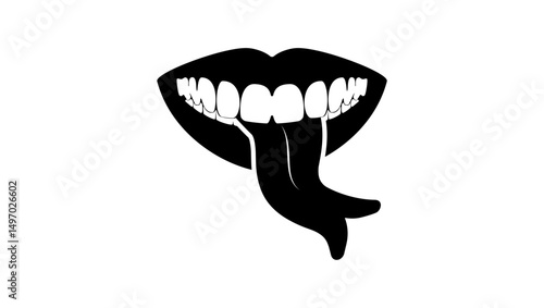 evil tongue symbol, black isolated silhouette