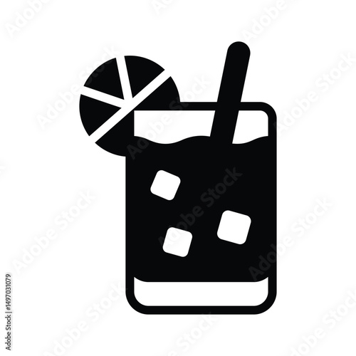 Trendy glyph icon of margarita glass with straw