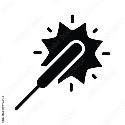 An amazing glyph icon of sparkling bengal stick