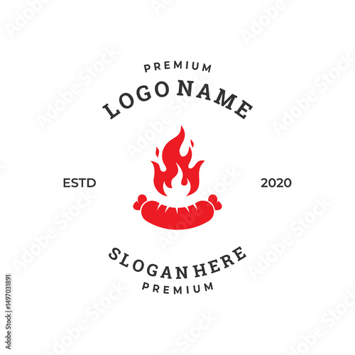 grilled sausage logo, perfect for food, bbq and restaurant logo design	