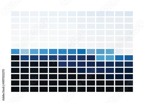 Cool blue palette with airy tints and deep shadows. Perfect for print tests, modern branding, UI design, and professional vector color charts.