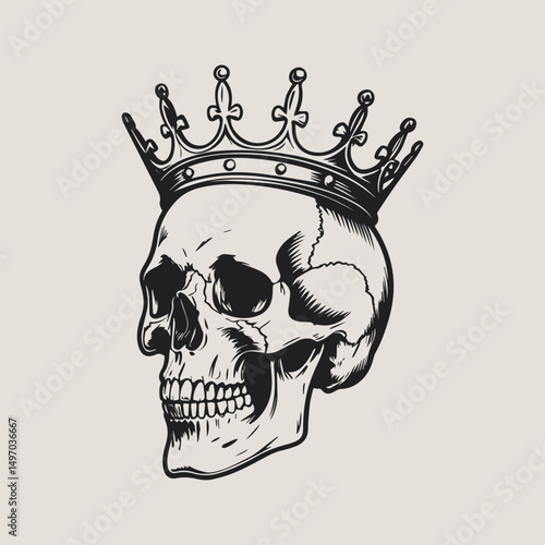 illustration of a skull wearing a crown