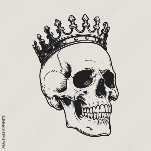 illustration of a skull wearing a crown