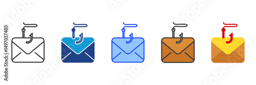 Phishing Icon Set Multiple Style Collection