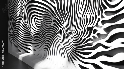 Wallpaper Mural Abstract Black and White Wave Design Torontodigital.ca
