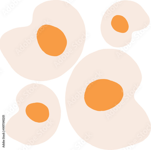 Collection of fried eggs in minimal watercolor style