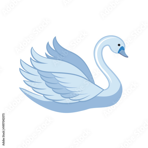 a detailed watercolor of a graceful swan gliding over the water