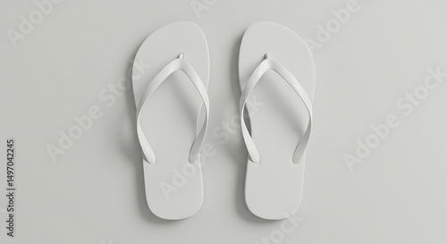 White Flip Flops Summer Sandals Beach Footwear Mockup
