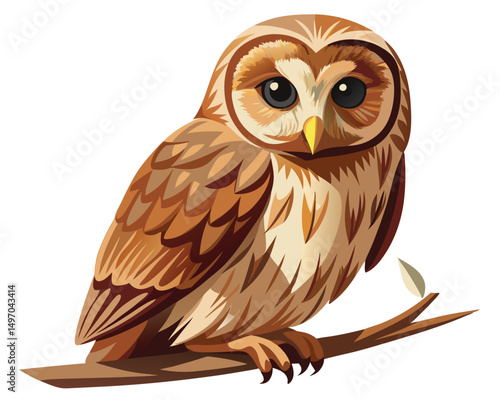 a graceful watercolor of a tawny owl with soft feathers