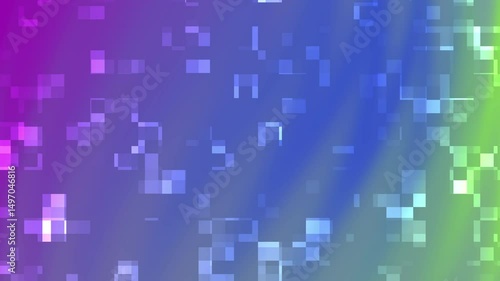 Colorful Abstract Gradient Background with Pixelated Shapes and Dynamic Light Effects