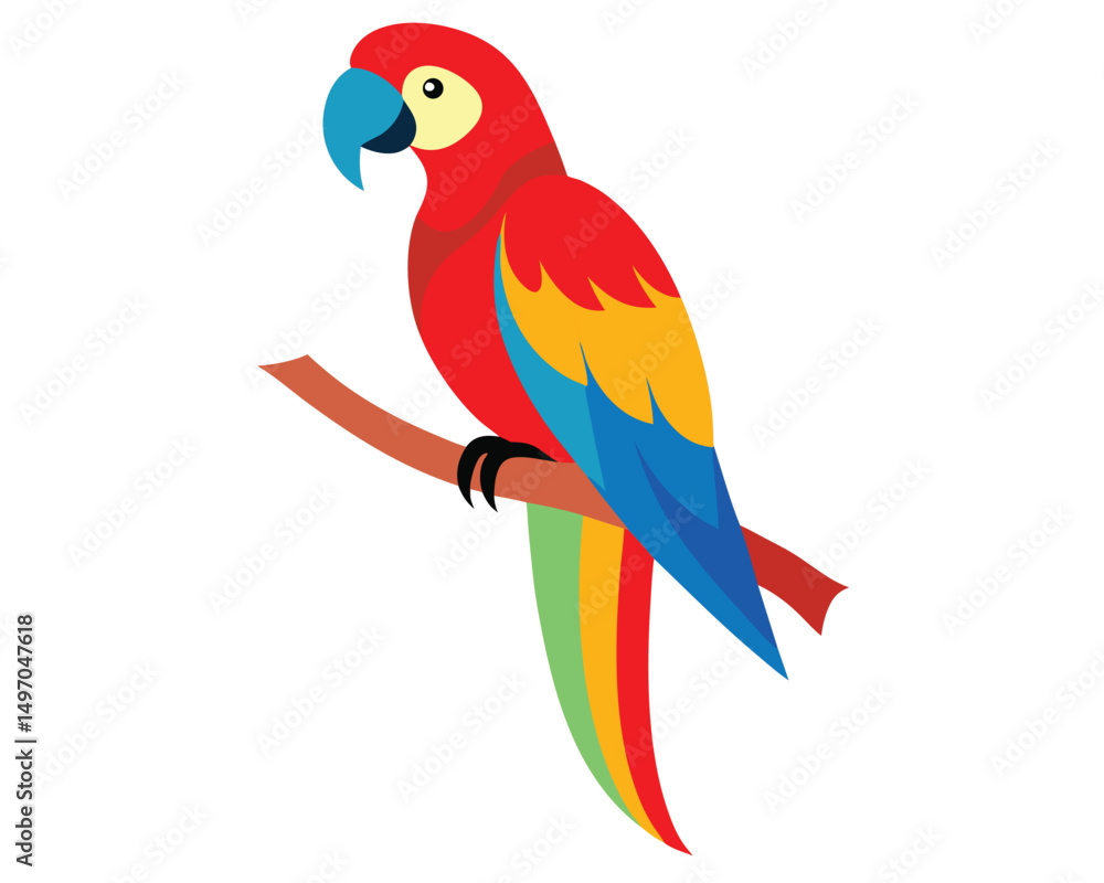 Fototapeta premium a colorful watercolor of a scarlet macaw with bright feathers