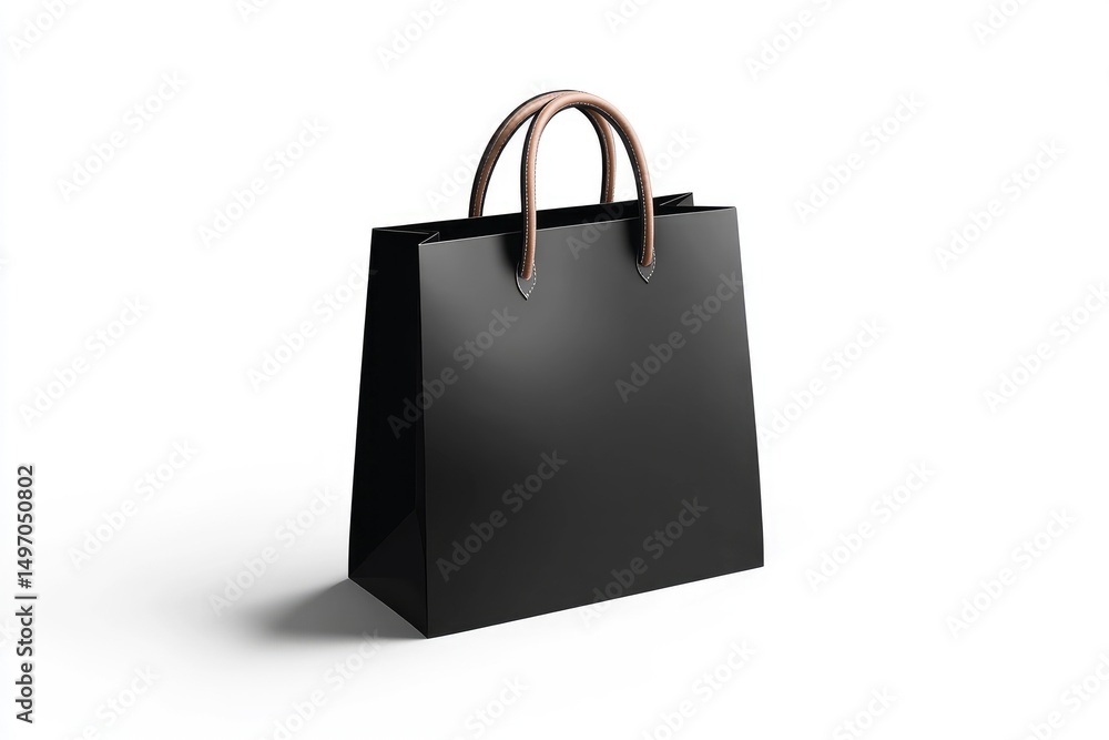 Black shopping bag with tan handles (1) Black shopping bag with tan handles (1)