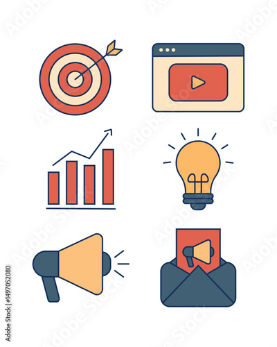 Management icon set. Business and management collection.  Digital marketing.  Business applications.
