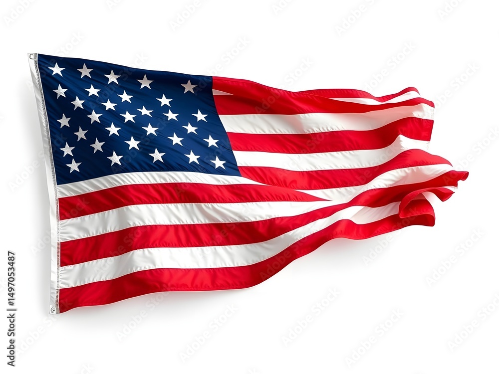 Fototapeta premium United State of America map flag isolated on the white background.
