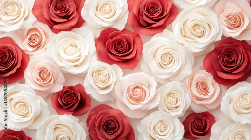 Red and White Roses Floral Background Display Red and White Roses Floral Background Display