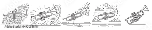 trumpet vector continuous line style