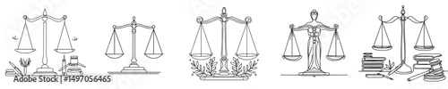 scales of justice vector continuous line style