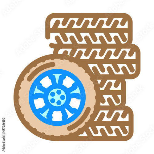 spare tires stacked garage color icon vector illustration