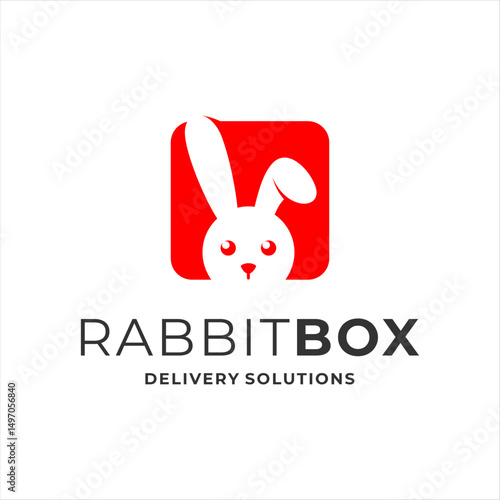rabbit and box logo, perfect for animal care or application logo design