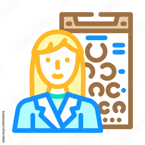 optometrist optometry vision eye color icon vector illustration