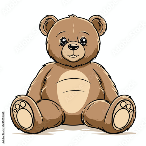 Classic Brown Teddy Bear Sitting Illustration