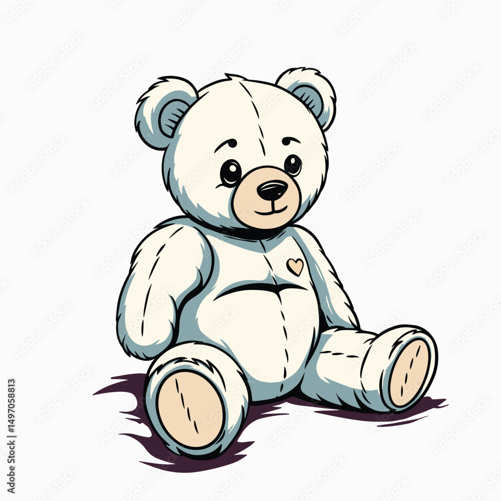 Fototapeta premium White Teddy Bear with Blue Details