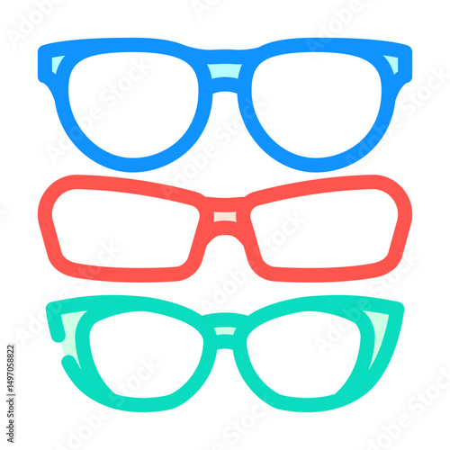glasses frames optometry vision eye color icon vector illustration