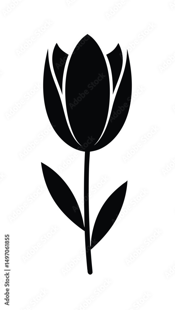 Obraz premium Simple Black Tulip Flower Icon