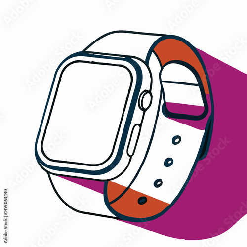 Smartwatch illustration, modern design, wearable tech