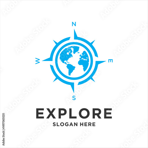 compass and earth logo, perfect for adventure and outdoor logo design