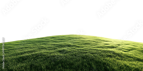 Fototapeta Naklejka Na Ścianę i Meble -  3D illustration of lush green grass meadow isolated on transparent background,green grassy hills for poster banner cover design