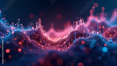 Abstract waves. Digital blur. Neon lights. Technology background. Futuristic design. Data concept. Creative visualization. Modern art. Science theme. Web graphics. Marketing material. Presentation sl