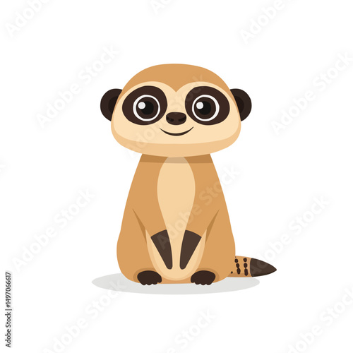 cute funny cartoon meerkat with big eyes